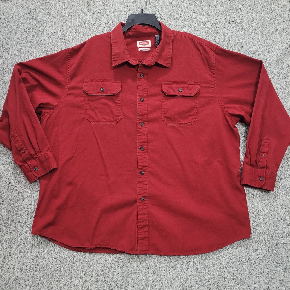 Wrangler Mens 3XL Red Flex for Comfort Long Sleeve Button Down Twill Shirt